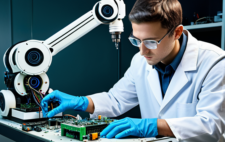 **

"A professional robotics engineer, fully clothed in a clean lab coat and safety glasses, working on a complex robotic arm, surrounded by circuit boards and tools, appropriate attire, safe for work, perfect anatomy, correct proportions, natural pose, professional lighting, high resolution, modest, family-friendly."

**