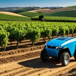 로봇기술사와 농업용 로봇 활용 - **Prompt:** "A serene, sun-drenched agricultural field in the Alentejo region of Portugal. In the fo...