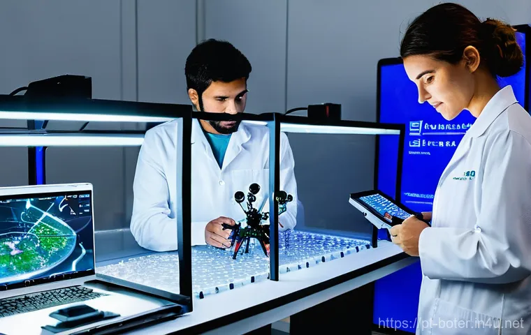 로봇기술사와 농업용 로봇 활용 - **Prompt:** "A close-up view of an advanced robotic arm delicately harvesting ripe strawberries in a...