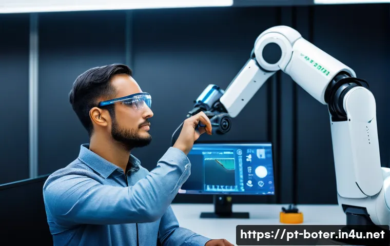 로봇기술사 연봉 협상 팁 - A professional Brazilian robotics engineer in a modern industrial setting, wearing business casual a...