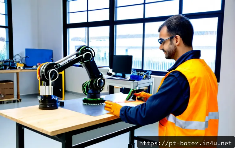 Home 17 로봇기술사 실기 시험 문제 유형 - Photorealistic robotics practical examination workshop in Portugal, a focused adult engineering cand...